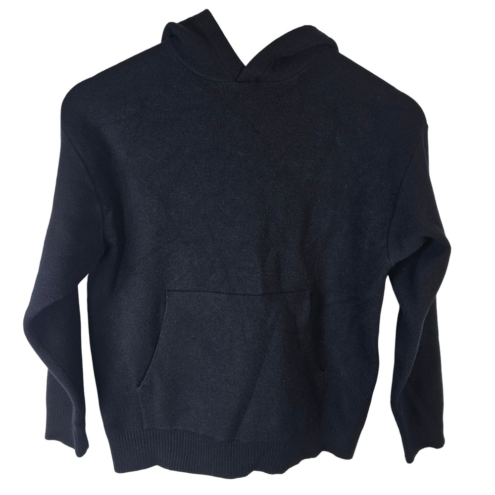 Zara Knit Hoodie Sweater Womens Size‎ 9-10 Black Pullover Long Sleeve Casual